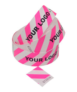Printed-Striped Tyvek-Wristbands-Pink