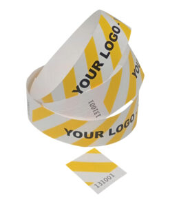 Printed-Striped Tyvek-Wristbands-Yellow