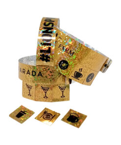 Tear-Off-Tab-Wristbands-Hologram-Gold