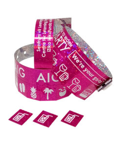 Tear-Off-Tab-Wristbands-Hologram-Pink